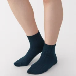 Chaussettes^Muji Socquettes à côtes extensibles à angle droit pour femme