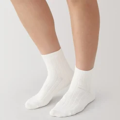 Chaussettes^Muji Socquettes à côtes extensibles à angle droit pour femme