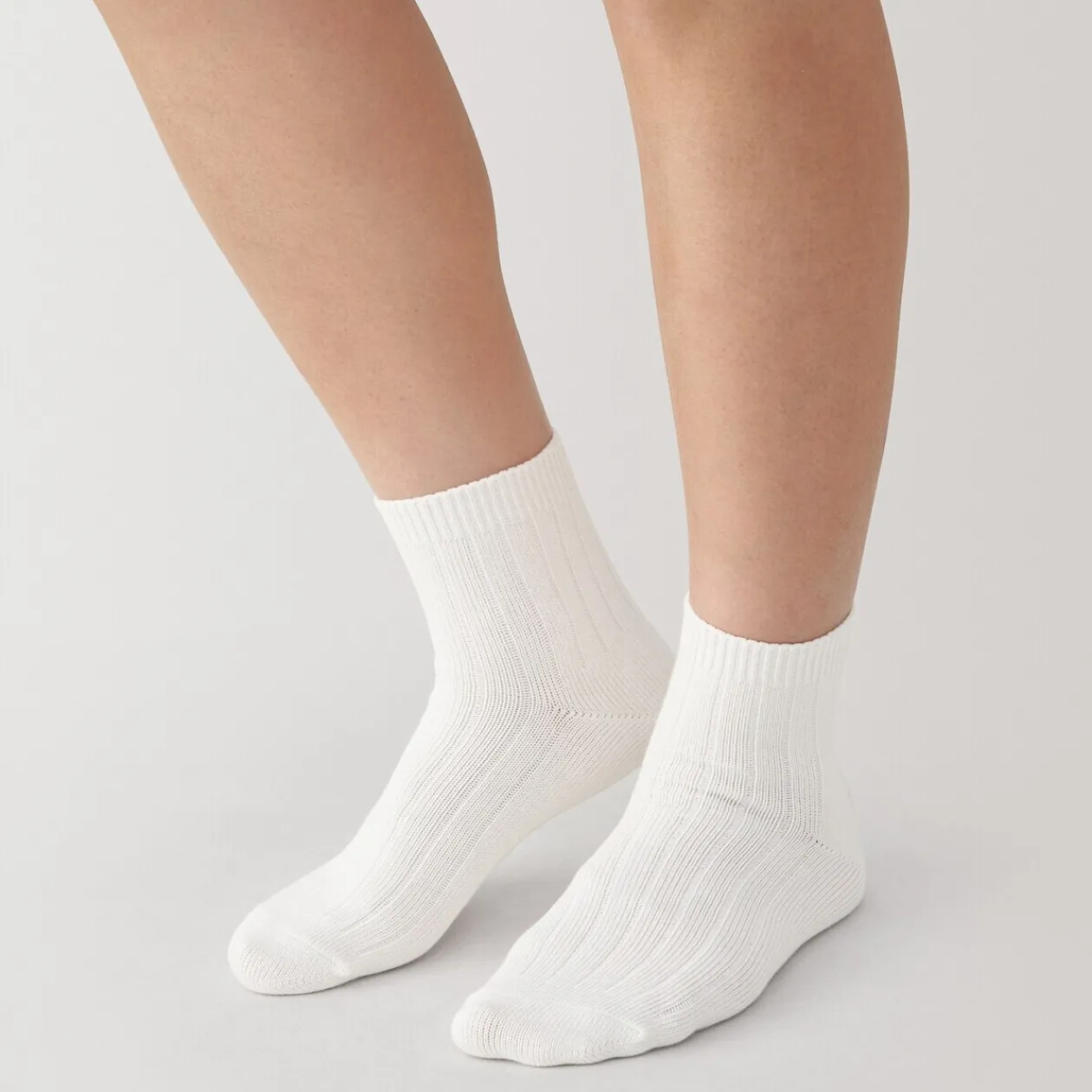 Chaussettes^Muji Socquettes à côtes extensibles à angle droit pour femme
