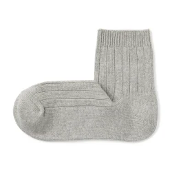 Chaussettes^Muji Socquettes à côtes extensibles à angle droit pour femme