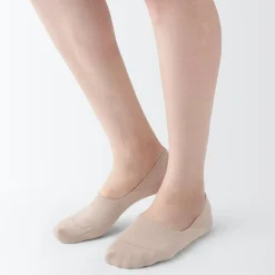 Chaussettes^Muji Socquettes fines invisibles avec grip au talon pour femme Brun pâle