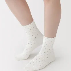 Chaussettes^Muji Soquettes à pois et à bordures confortables pour femme