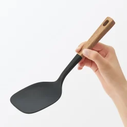 Ustensiles^Muji Spatule et cuillère en silicone avec manche en bois
