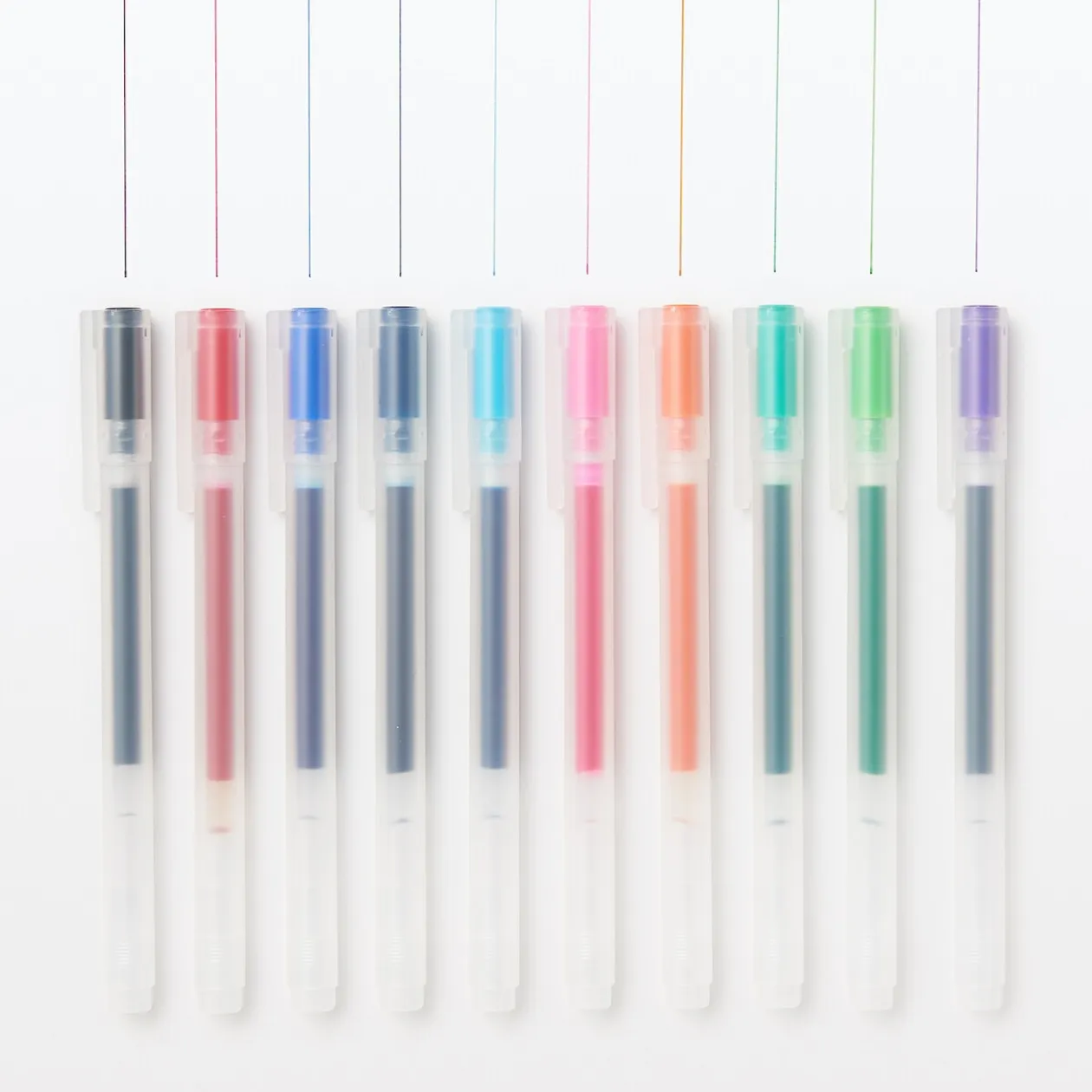 Packs De Stylos Et Crayons|Stylos Encre Gel^Muji Stylo à bille à encre gel coloré - 0,5 mm - Lot de 10