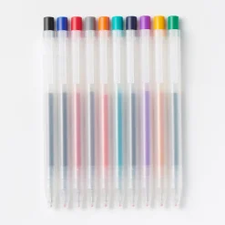 Packs De Stylos Et Crayons|Stylos Encre Gel^Muji Stylo à bille à encre gel rétractable coloré - 0,5 mm - Lot de 10
