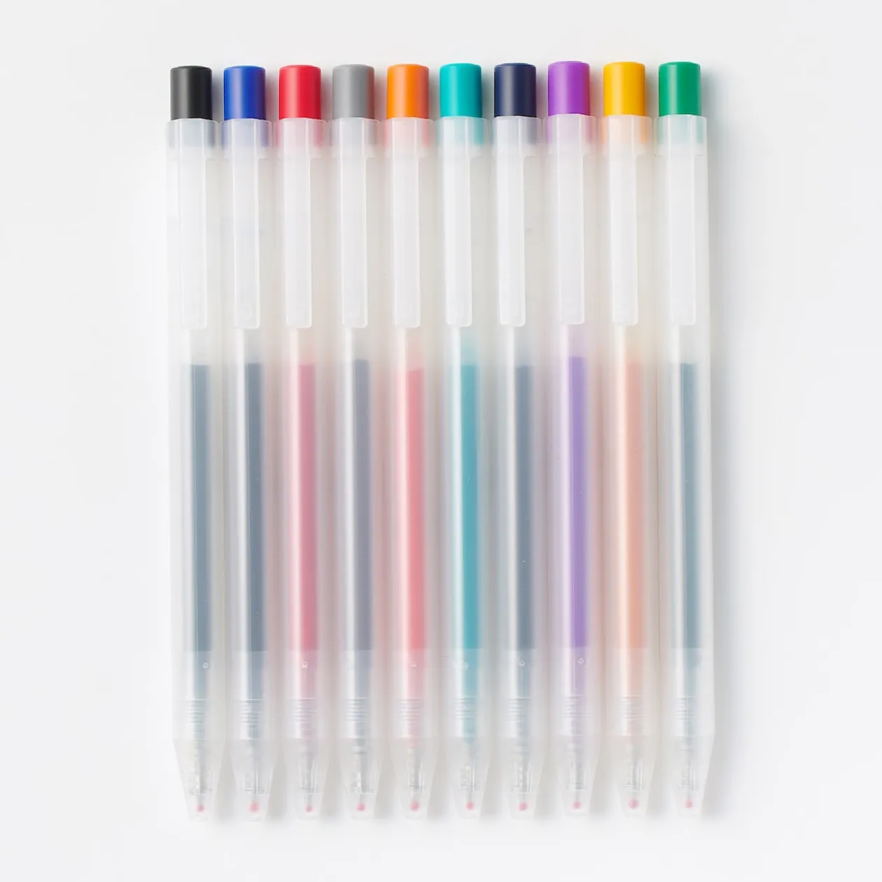 Packs De Stylos Et Crayons|Stylos Encre Gel^Muji Stylo à bille à encre gel rétractable coloré - 0,5 mm - Lot de 10