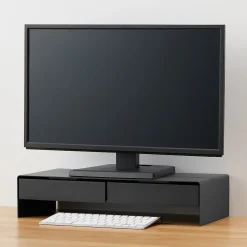 Boîtes Et Rangement De Bureau^Muji Support d'écran en acier avec tiroir ‐ large