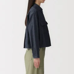 Vestes Et Manteaux|Chemises^Muji Sur-chemise légère en denim de kapok mélangé pour femme Bleu Marine Foncé