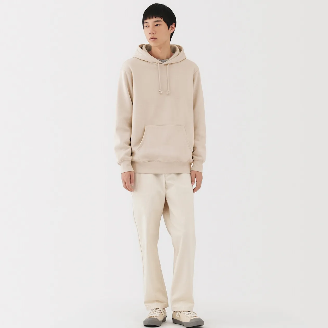 Pulls Et Cardigans|Hoodies Et Sweatshirts^Muji Sweatshirt à capuche en coton mélangé pour homme Ivoire