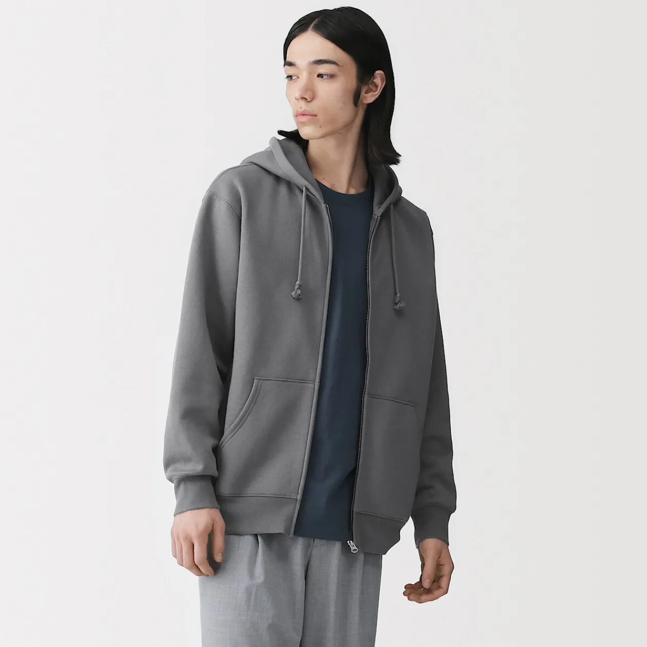 Pulls Et Cardigans|Hoodies Et Sweatshirts^Muji Sweatshirt zippé en coton mélangé à capuche homme