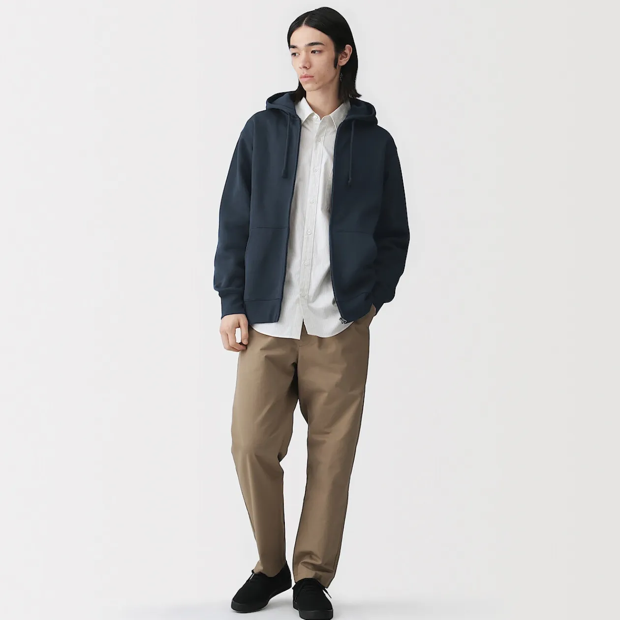 Pulls Et Cardigans|Hoodies Et Sweatshirts^Muji Sweatshirt zippé en coton mélangé à capuche homme