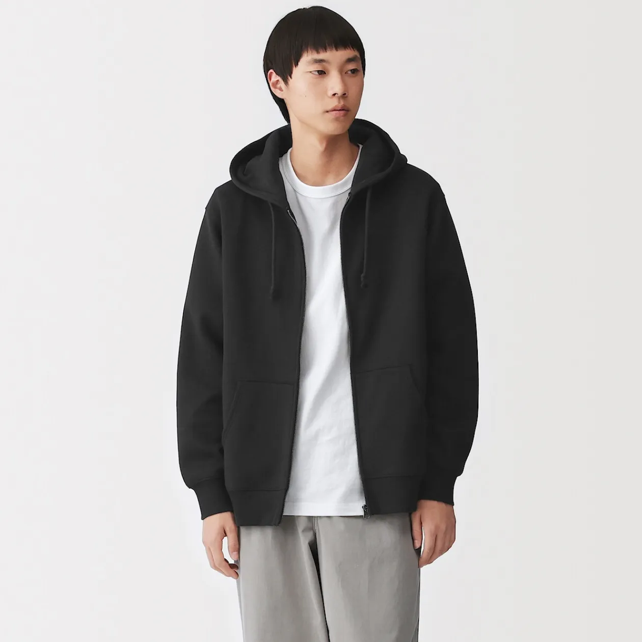 Pulls Et Cardigans|Hoodies Et Sweatshirts^Muji Sweatshirt zippé en coton mélangé à capuche homme