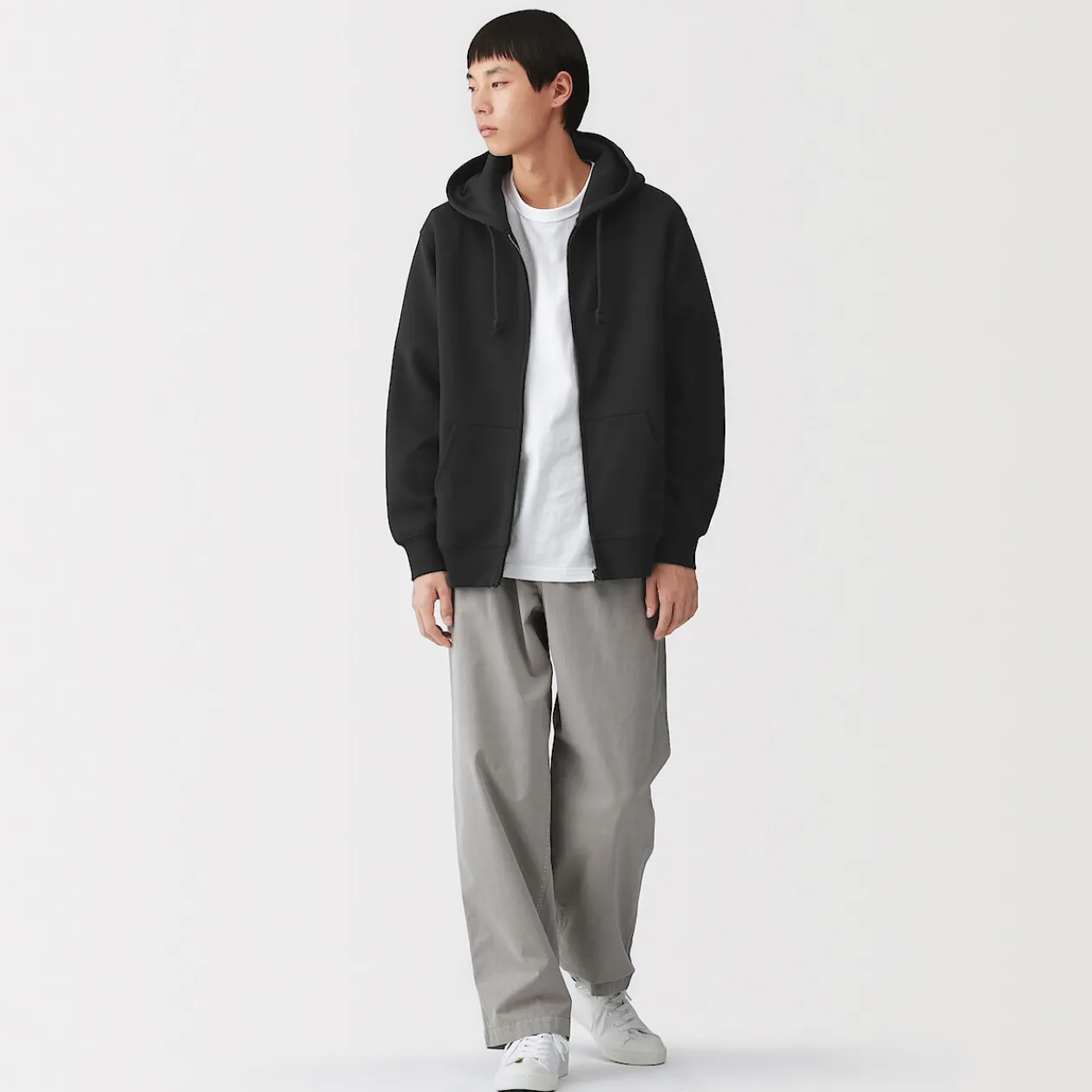 Pulls Et Cardigans|Hoodies Et Sweatshirts^Muji Sweatshirt zippé en coton mélangé à capuche homme
