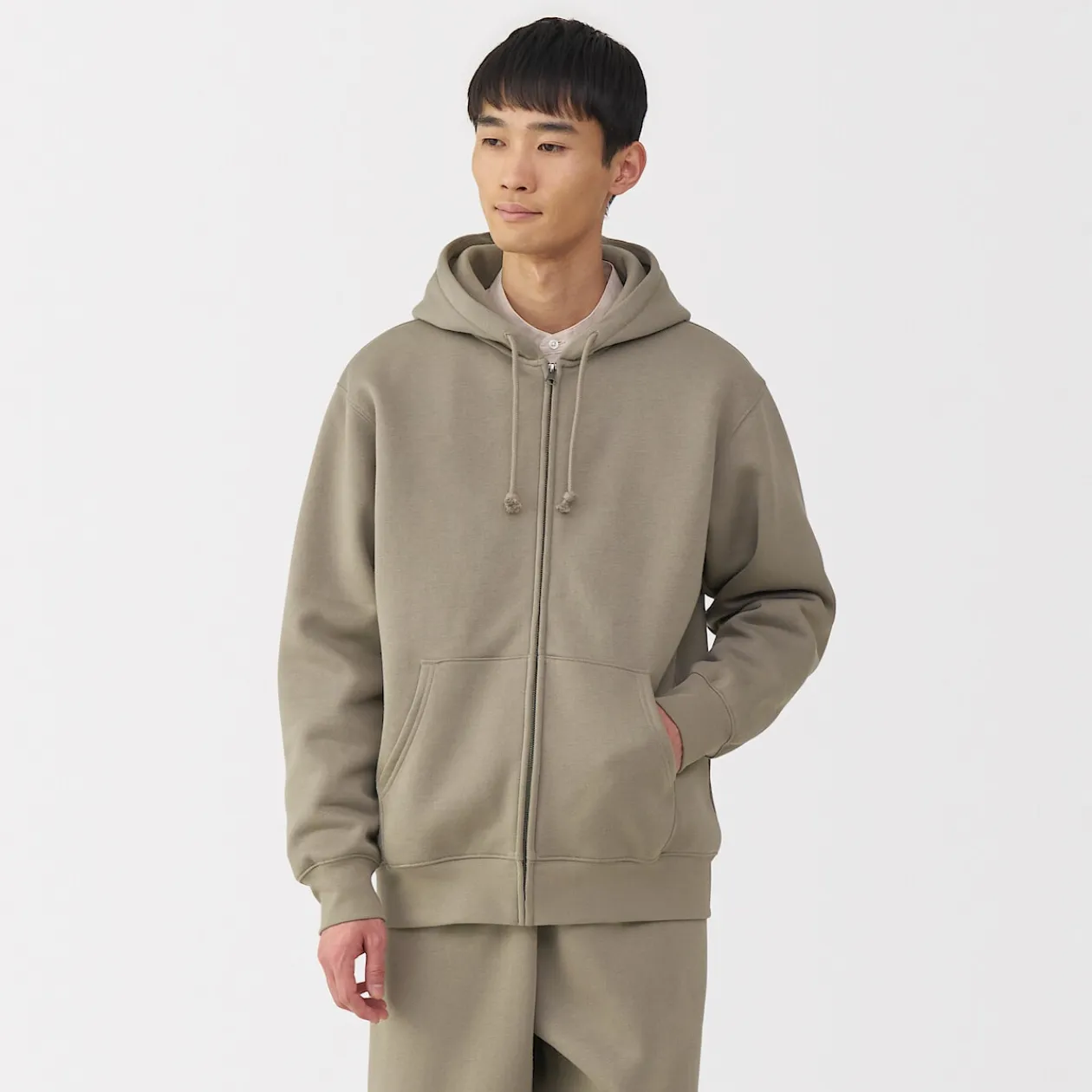 Pulls Et Cardigans|Hoodies Et Sweatshirts^Muji Sweatshirt zippé en coton mélangé à capuche homme