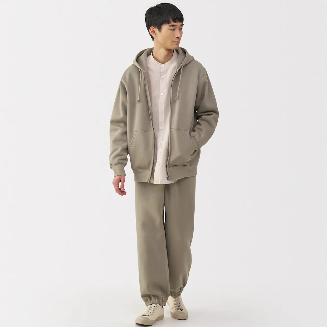 Pulls Et Cardigans|Hoodies Et Sweatshirts^Muji Sweatshirt zippé en coton mélangé à capuche homme