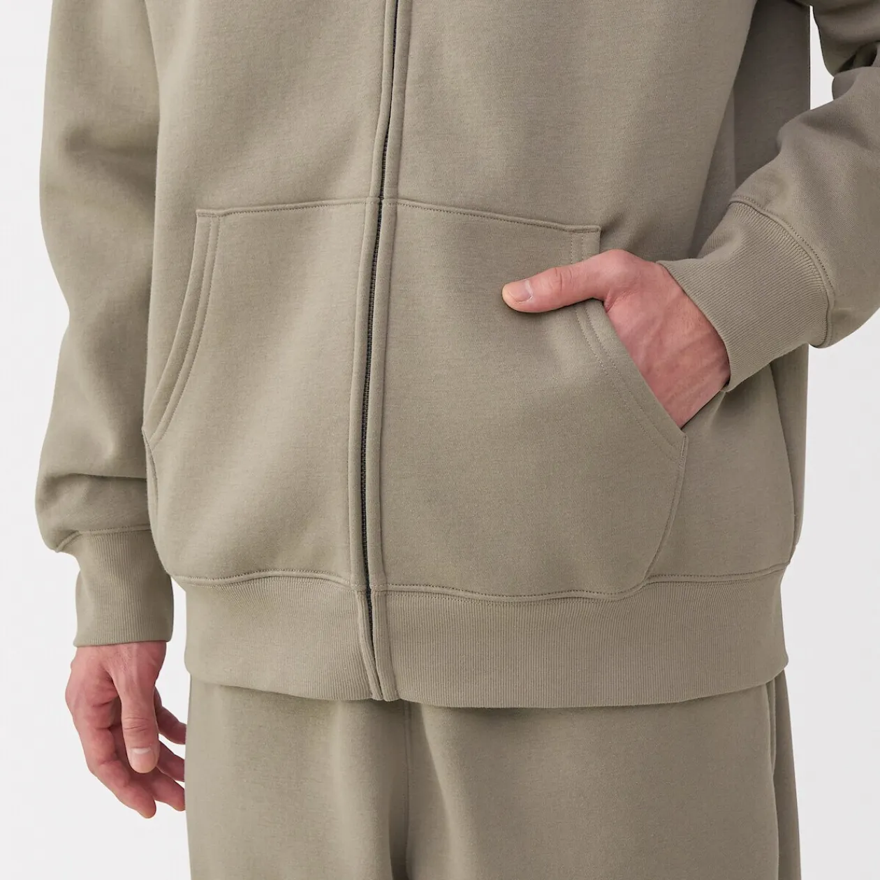 Pulls Et Cardigans|Hoodies Et Sweatshirts^Muji Sweatshirt zippé en coton mélangé à capuche homme