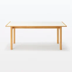 Tables^Muji Table en hévéa avec plateau mélaminé rectangulaire ‐ L