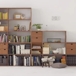 Étagères Modulables En Bois^Muji Étagère additionnelle large en noyer ‐ 3 niveaux (Dont Eco‐part. 1,80 €)