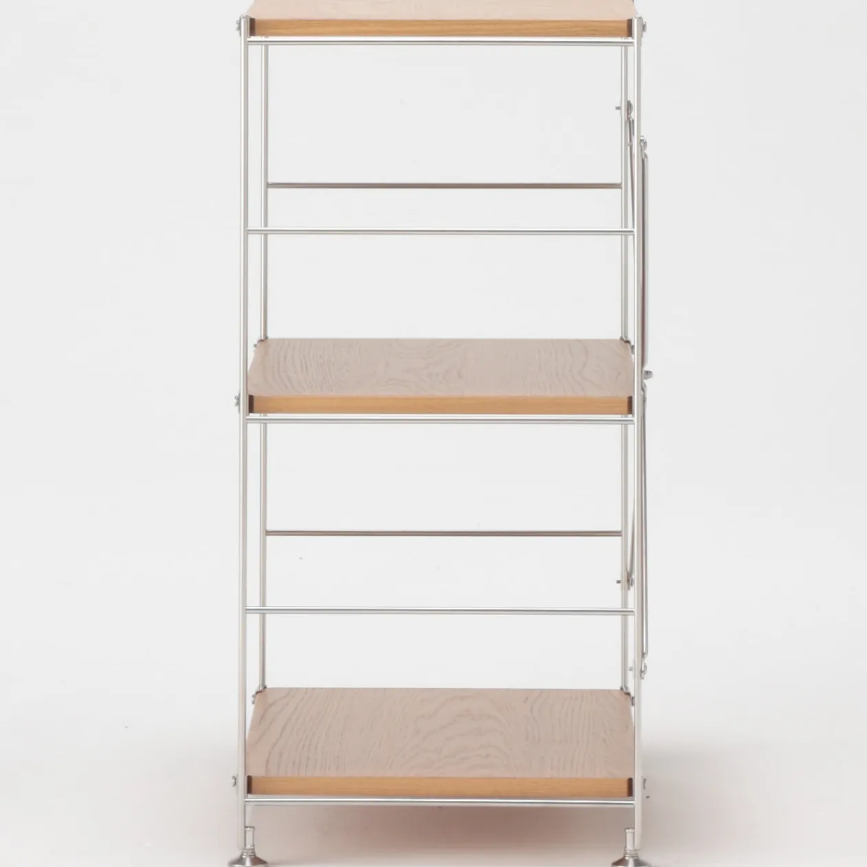 Étagères En Pin Et En Acier^Muji Étagère en acier inoxydable plaquée chêne étroite ‐ 3 niveaux (Dont Eco‐part. 1,80 €)