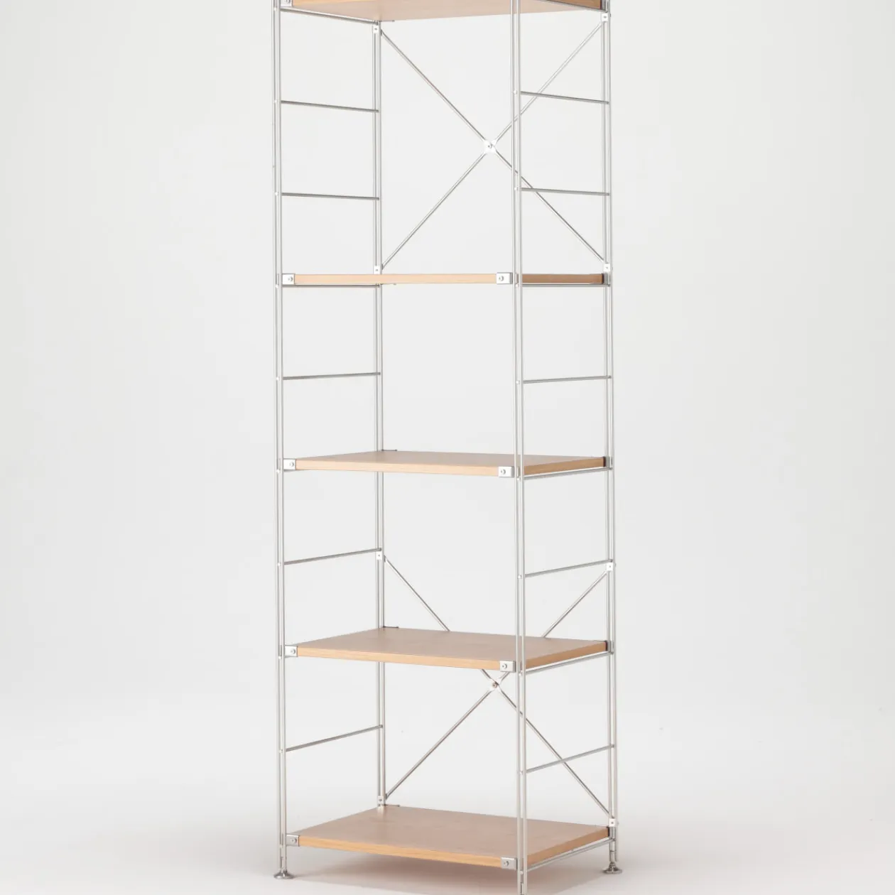 Étagères En Pin Et En Acier^Muji Étagère en acier inoxydable plaqué Chêne ‐ Étroite ‐ Grande 8791