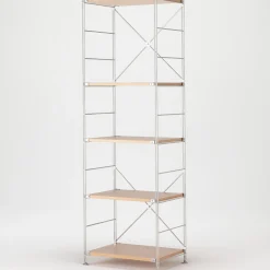 Étagères En Pin Et En Acier^Muji Étagère en acier inoxydable plaqué Chêne ‐ Étroite ‐ Grande 8791