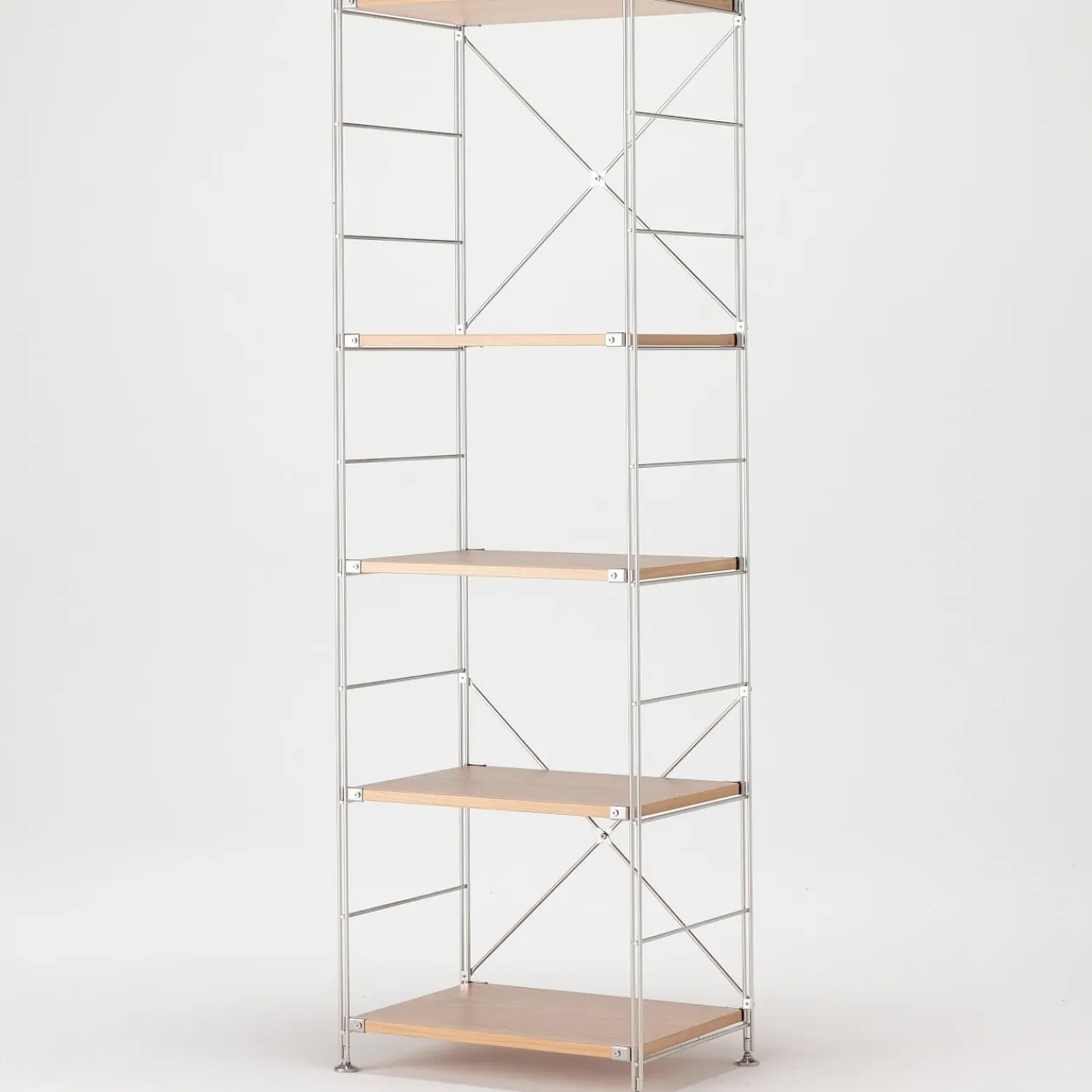 Étagères En Pin Et En Acier^Muji Étagère en acier inoxydable plaqué Chêne ‐ Étroite ‐ Grande 8791