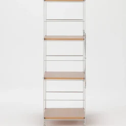 Étagères En Pin Et En Acier^Muji Étagère en acier inoxydable plaquée chêne étroite ‐ 4 niveaux (Dont Eco‐part. 1,80 €)