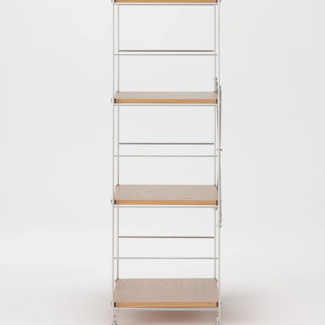 Étagères En Pin Et En Acier^Muji Étagère en acier inoxydable plaquée chêne étroite ‐ 4 niveaux (Dont Eco‐part. 1,80 €)