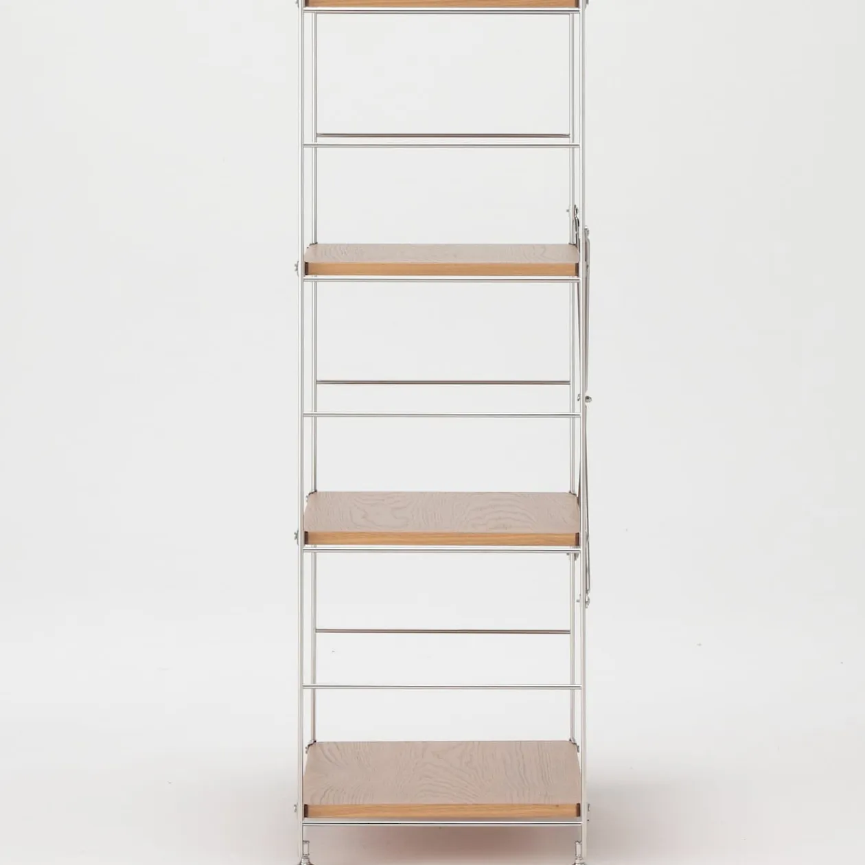 Étagères En Pin Et En Acier^Muji Étagère en acier inoxydable plaquée chêne étroite ‐ 4 niveaux (Dont Eco‐part. 1,80 €)