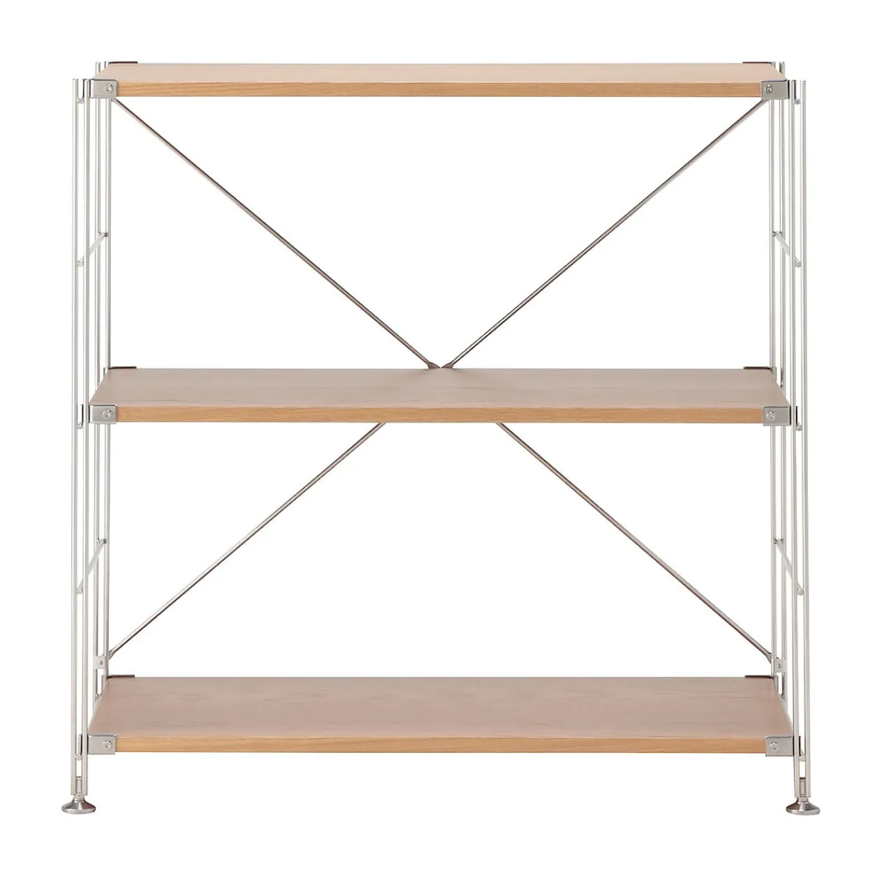 Étagères En Pin Et En Acier^Muji Étagère en acier inoxydable plaquée chêne large ‐ 3 niveaux (Dont Eco‐part. 2,80 €)