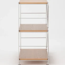 Étagères En Pin Et En Acier^Muji Étagère en acier inoxydable plaquée chêne large ‐ 3 niveaux (Dont Eco‐part. 2,80 €)