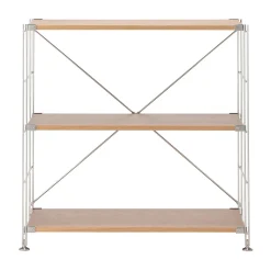 Étagères En Pin Et En Acier^Muji Étagère en acier inoxydable plaquée chêne large ‐ 3 niveaux (Dont Eco‐part. 2,80 €)