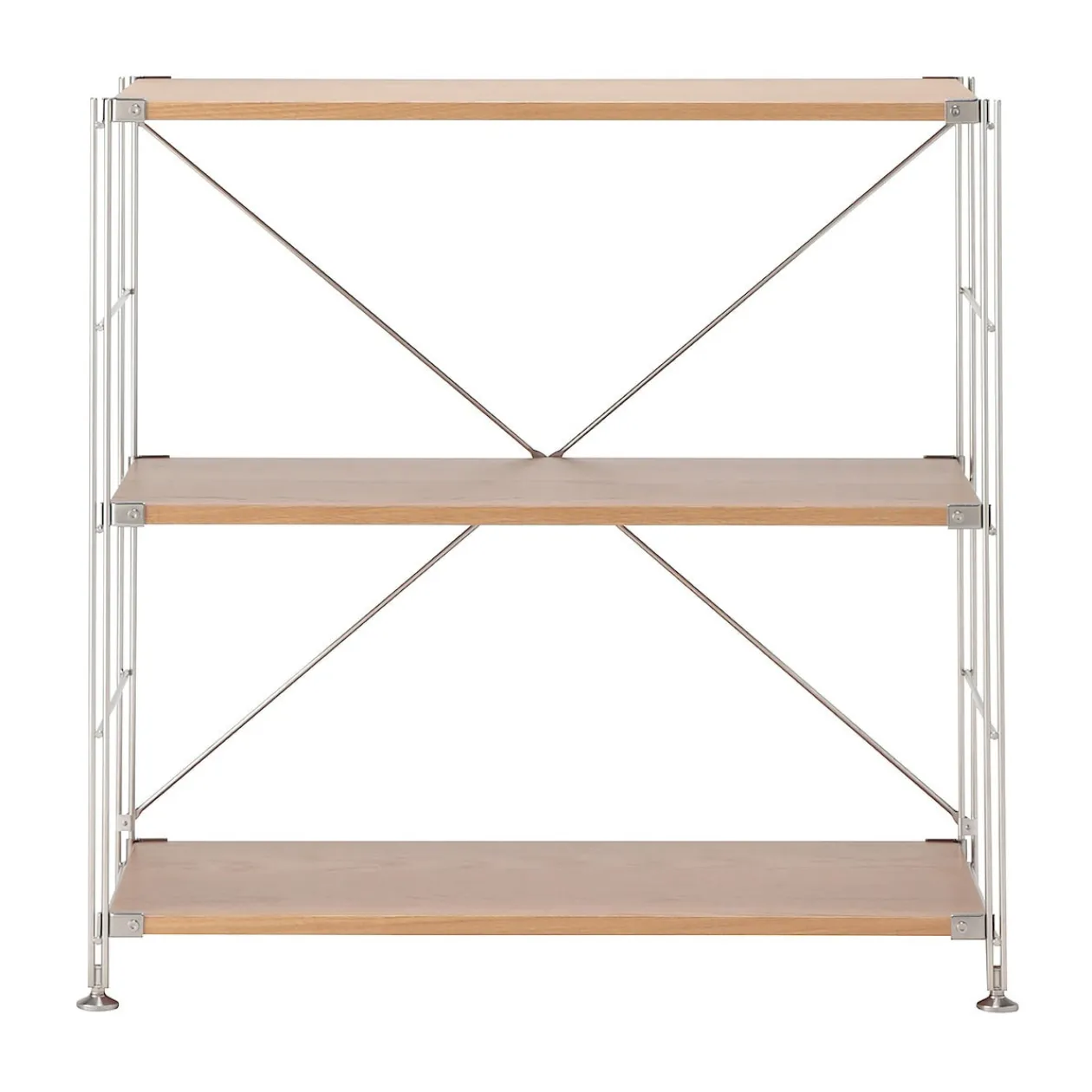 Étagères En Pin Et En Acier^Muji Étagère en acier inoxydable plaquée chêne large ‐ 3 niveaux (Dont Eco‐part. 2,80 €)