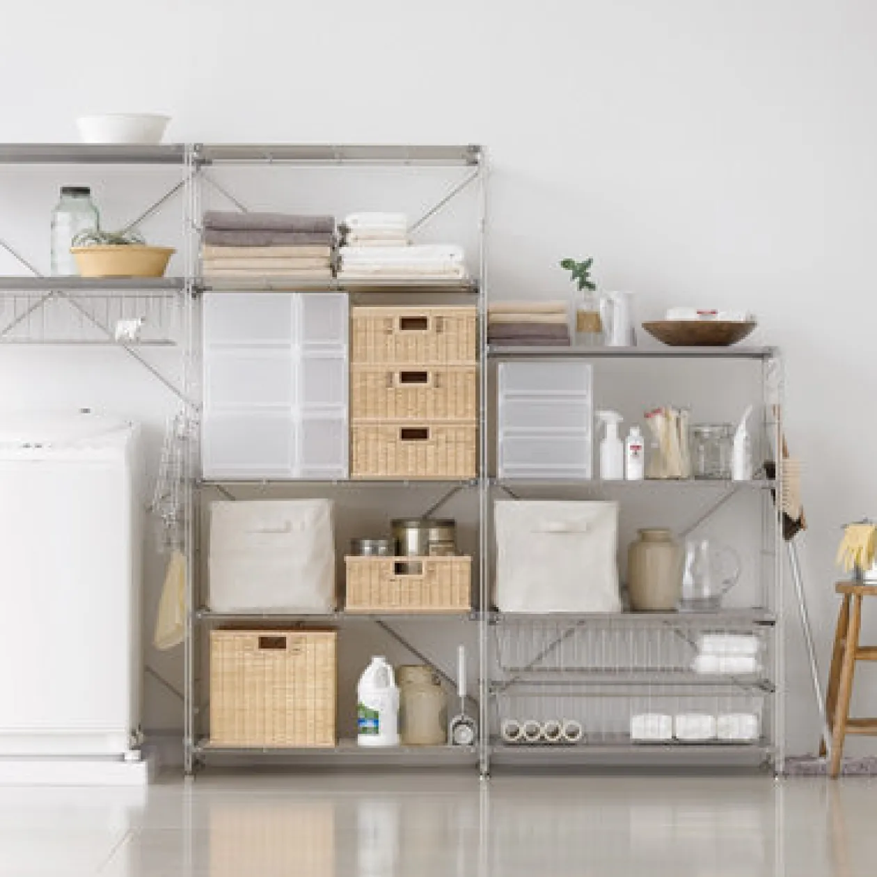 Étagères En Pin Et En Acier^Muji Étagère en acier inoxydable ‐ Large ‐ Grande (Dont Eco‐part. 1,80 €)