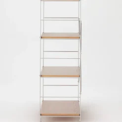 Étagères En Pin Et En Acier^Muji Étagère en acier inoxydable plaquée chêne large ‐ 4 niveaux (Dont Eco part. 2,80 €)