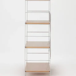 Étagères En Pin Et En Acier^Muji Étagère en acier inoxydable plaquée chêne large ‐ 4 niveaux (Dont Eco part. 2,80 €)