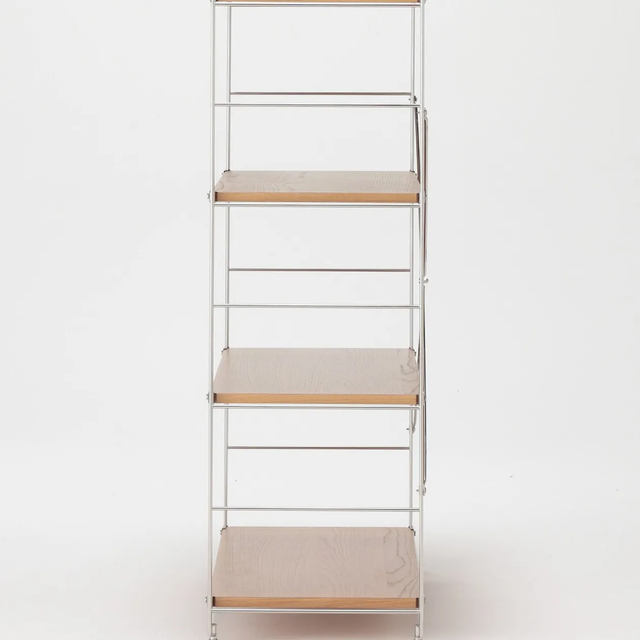 Étagères En Pin Et En Acier^Muji Étagère en acier inoxydable plaquée chêne large ‐ 4 niveaux (Dont Eco part. 2,80 €)