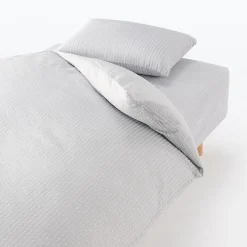 Draps De Lit^Muji Taie d'oreiller en coton Seersucker 65 x 65 cm