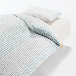 Draps De Lit^Muji Taie d'oreiller en coton Seersucker 65 x 65 cm