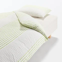 Draps De Lit^Muji Taie d'oreiller en coton Seersucker 65 x 65 cm