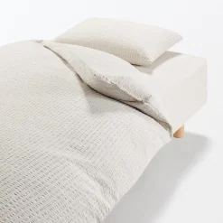 Draps De Lit^Muji Taie d'oreiller en coton Seersucker 65 x 65 cm