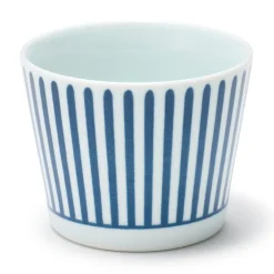 Vaisselle^Muji Tasse à saké en porcelaine Hasami - Motif rayures éventail