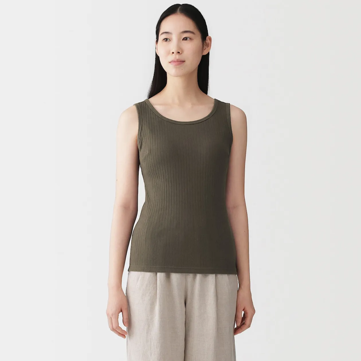Hauts Et T‐Shirts|Sous‐Vêtements^Muji Top brassière court côtelé en coton pour femme