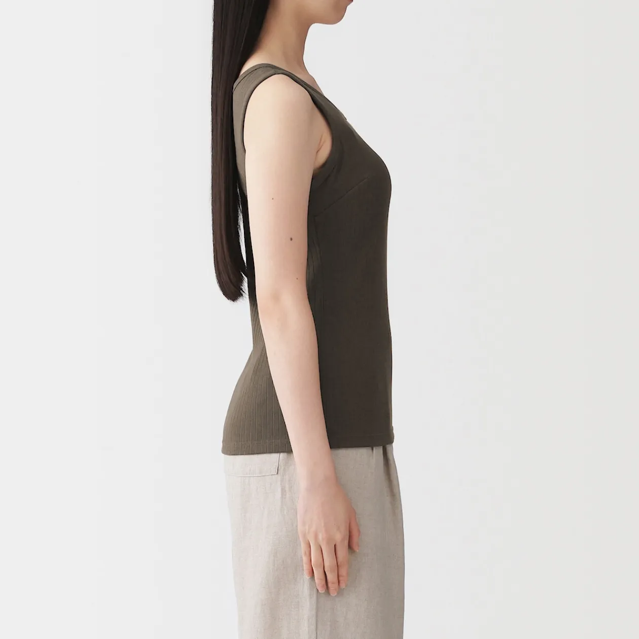 Hauts Et T‐Shirts|Sous‐Vêtements^Muji Top brassière court côtelé en coton pour femme