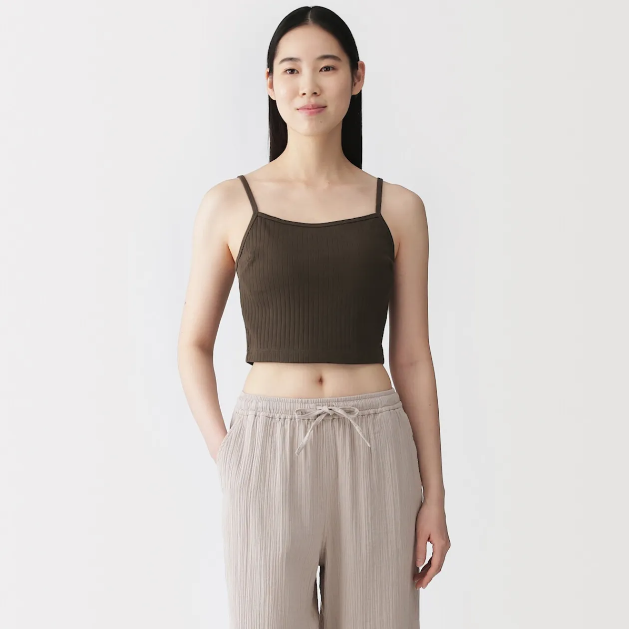 Hauts Et T‐Shirts|Sous‐Vêtements^Muji Top brassière court côtelé en coton pour femme