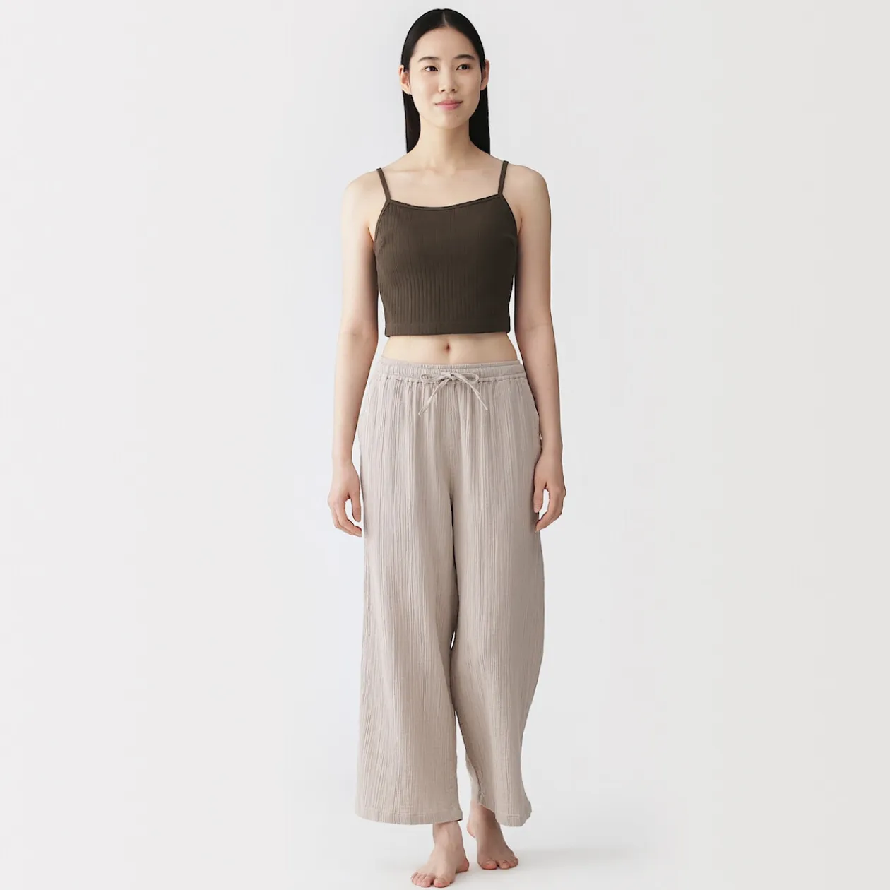 Hauts Et T‐Shirts|Sous‐Vêtements^Muji Top brassière court côtelé en coton pour femme