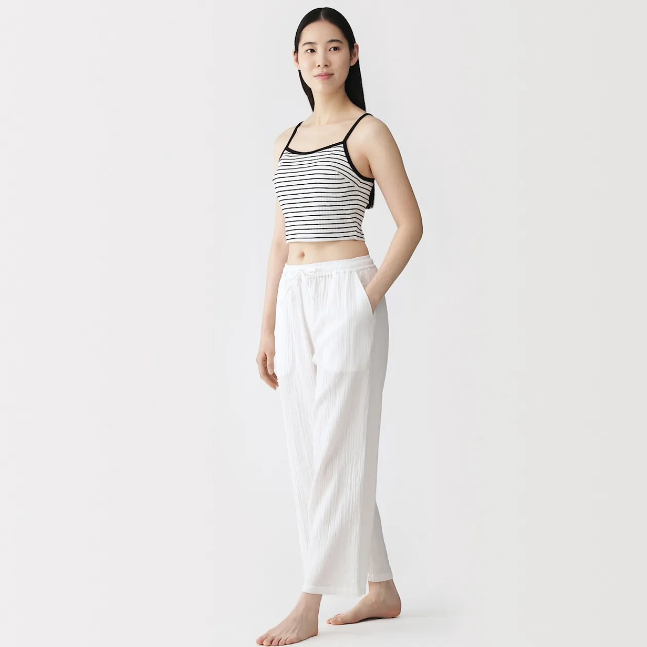 Hauts Et T‐Shirts|Sous‐Vêtements^Muji Top brassière court côtelé en coton pour femme