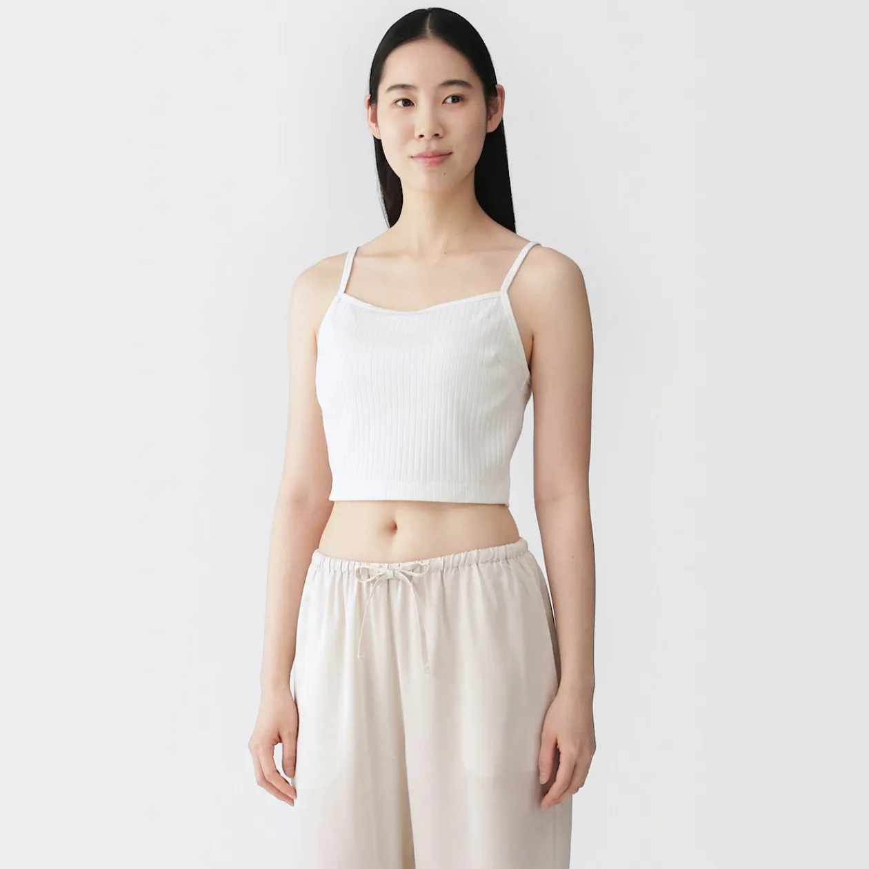 Hauts Et T‐Shirts|Sous‐Vêtements^Muji Top brassière court côtelé en coton pour femme