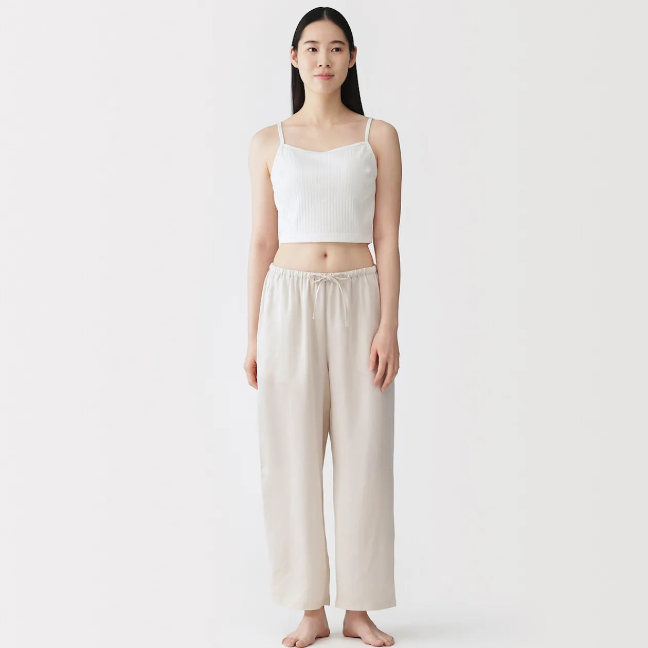 Hauts Et T‐Shirts|Sous‐Vêtements^Muji Top brassière court côtelé en coton pour femme