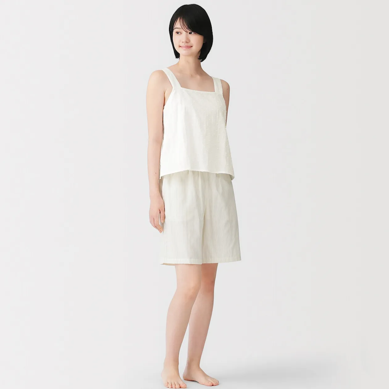 Hauts Et T‐Shirts|Sous‐Vêtements^Muji Top sans manches en double gaze à pois dobby pour femme